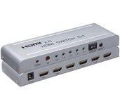 PremiumCord 4Kx2K@60Hz HDMI switch 5:1 kovový s dálkovým ovladačem a napájecím adaptérem foto