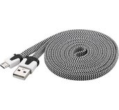 PremiumCord Kabel micro USB 2.0, A-B 2m, plochý textilní kabel, černo-bílý foto