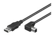 PremiumCord Kabel USB 2.0, A-B, 0,5m se zahnutým USB-B konektorem 90° foto