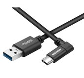 AVACOM datový a nabíjecí kabel USB - USB Type-C, 100cm, konektor v úhlu 90°, černý foto