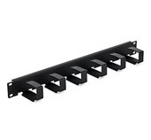 19” vyvazovací panel 1U 6x háček 70x27mm šedá kov foto