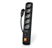 Acar F5 IEC 1.5m kabel, 5 zásuvek, přepěťová ochrana, C14 do UPS, černý foto