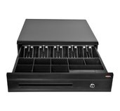 Pokladní zásuvka C425C - s kabelem, kovové držáky, 9-24V, černá foto