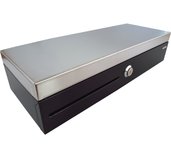 Pokladní zásuvka flip-top FT-460C2 - s kabelem, se zamyk. krytem pořadače, Nerez víko, 9-24V, černá foto