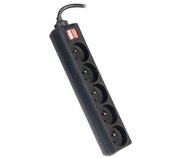 Prodlužovací přívod 230V 3m 5 zásuvek, vyp, černý foto