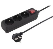 Prodlužovací přívod 230V 2m 3 zásuvky, vyp, černý foto
