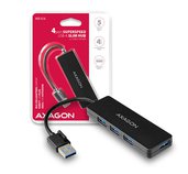 AXAGON HUE-G1A, 4x USB 3.2 Gen 1 SLIM hub, kabel Type-A 14cm napevno foto