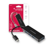 AXAGON HUE-G1C, 4x USB 3.2 Gen 1 SLIM hub, kabel Type-C 14cm napevno foto