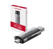 AXAGON CRE-SAC, USB3.2 Gen 1 Type-C + Type-A externí čtečka karet SD/microSD, podpora UHS-I foto