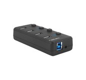 Natec Mantis 2 aktivní rozbočovač s funkcí nabíjení 4x USB 3.0 HUB, vypínač, napájecí adaptér foto