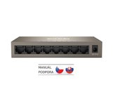Tenda TEG1008M 8-port Gigabit Switch, 8x 10/100/1000 Mb/s, Fanless, MAC 4K, napájení AC/DC, i na zeď foto