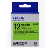 Epson Label Cartridge Fluorescent LK-4GBF Black/Green 12mm (9m) foto