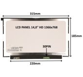 LCD PANEL 14,0” HD 1366x768 30PIN MATNÝ / BEZ ÚCHYTŮ foto