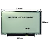 LCD PANEL 14,0” HD 1366x768 30PIN MATNÝ / ÚCHYTY NAHOŘE A DOLE foto