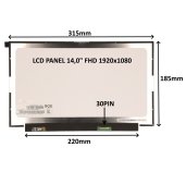 LCD PANEL 14,0” FHD 1920x1080 30PIN MATNÝ IPS / BEZ ÚCHYTŮ foto