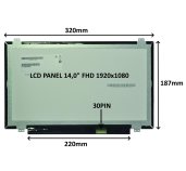 LCD PANEL 14,0” FHD 1920x1080 30PIN MATNÝ IPS / ÚCHYTY NAHOŘE A DOLE foto