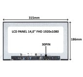 LCD PANEL 14,0” FHD 1920x1080 30PIN MATNÝ IPS / BEZ ÚCHYTŮ foto
