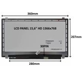 LCD PANEL 15,6” HD 1366x768 30PIN MATNÝ / ÚCHYTY NAHOŘE A DOLE foto