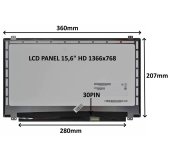 LCD PANEL 15,6” HD 1366x768 30PIN LESKLÝ / ÚCHYTY NAHOŘE A DOLE foto