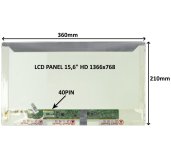 LCD PANEL 15,6” HD 1366x768 40PIN LESKLÝ / ŠROUBOVÁNÍ Z BOKŮ foto