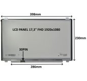 LCD PANEL 17,3” FHD 1920x1080 30PIN MATNÝ IPS / ÚCHYTY NAHOŘE A DOLE foto