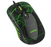 Crono OP-636G - herní laserová myš, 800/1600/3200 DPI, LED podsvícení, USB, zelená foto