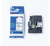 TZE-FA4, bílá / modrá, 18 mm, zažehlovací páska foto