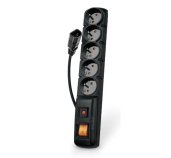 Acar F5 IEC 5m kabel, 5 zásuvek, přepěťová ochrana, C14 do UPS, černý foto