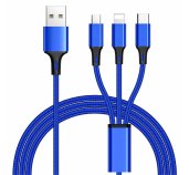 PremiumCord 3 in 1 USB kabel, 3 konektory USB typ C + micro USB + Lightning pro Apple, 1.2m foto
