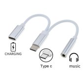 PremiumCord Převodník USB-C na audio konektor jack 3,5mm female + USB typ C konektor pro nabíjení foto