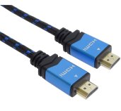 PremiumCord Ultra HDTV 4K@60Hz kabel HDMI 2.0b kovové+zlacené konektory 1m  bavlněný plášť foto