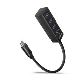 AXAGON HUE-M1C, 4x USB 3.2 Gen 1 MINI hub, kovový, kabel USB-C 20cm foto