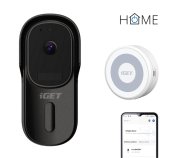 iGET HOME Doorbell DS1 Black + CHS1 White - WiFi bateriový videozvonek, set s reproduktorem, CZ app foto