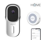 iGET HOME Doorbell DS1 White + CHS1 White - WiFi bateriový videozvonek, set s reproduktorem, CZ app foto