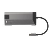 Multifunkční adaptér 8 v 1 Natec FOWLER PLUS HUB USB 3.0 3X, HDMI 4K, USB-C PD, RJ45, SD, MICRO foto