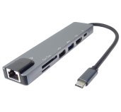 PremiumCord USB-C na HDMI + USB3.0 + USB2.0 + PD + SD/TF + RJ45 adaptér foto