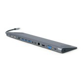 Gembird USB-C 9v1 multiport USB + HDMI + VGA + PD + čtečka karet + LAN + audio foto
