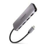 AXAGON HMC-HCR3A, USB 3.2 Gen 1 hub, porty 3x USB-A, HDMI 4k/30Hz, SD/microSD, kabel USB-C 20cm foto