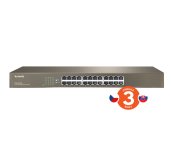 Tenda TEG1024G 24x Gigabit Switch, Fanless-bez ventilátorů, Rackmount 19”, ochrana proti přepětí foto