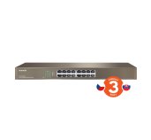 Tenda TEG1016G 16-port Gigabit Switch, 16x 10/100/1000 Mb/s, Fanless, MAC 8K, i na zeď, Rackmount foto