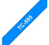 Brother TC-595 - bílý tisk na modrém podkladu, šířka 9mm foto