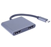 PremiumCord MST adaptér USB-C na 2x HDMI, USB3.0, PD, rozlišení 4K a FULL HD 1080p foto