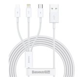 Baseus CAMLTYS-02 Superior Fast Charging Datový Kabel 3v1 USB-C, Lightning, MicroUSB 1.5m White foto