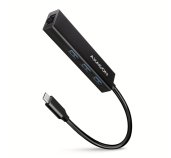 AXAGON HMC-GL3A, USB 3.2 Gen 1 hub, porty 3x USB-A + Gigabit Ethernet, kovový, kabel USB-C 20cm foto
