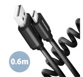 AXAGON BUCM-AM10TB, TWISTER kabel USB-C <-> USB-A, 0.6m, USB 2.0, 3A, ALU, tpe, černý foto
