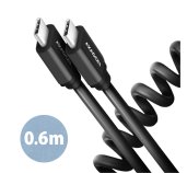 AXAGON BUCM-CM10TB, TWISTER kabel USB-C <-> USB-C, 0.6m, USB 2.0, 3A, ALU, tpe, černý foto