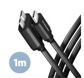 AXAGON BUMM3-CM10AB, SPEED kabel Micro-B USB <-> USB-C, 1m, USB 3.2 GEN 1, 3A, ALU, tpe, černý foto