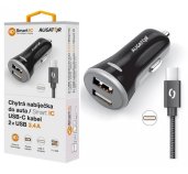 ALIGATOR Chytrá nabíječka do auta 3.4A, 2xUSB, smart IC, černá, USB-C kabel foto