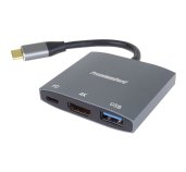 PremiumCord adaptér USB-C na HDMI, USB 3.0 a PD foto