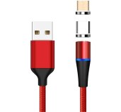 PremiumCord Magnetický micro USB a USB-C nabíjecí a datový kabel 1m, červený foto